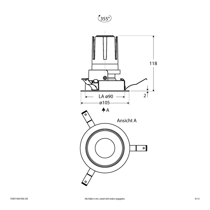 EVN Lichttechnik - Downlight/Strahler/Flutlicht LED-Einbauleuchte modular F02R11SM1330L15D Konfigurationstype