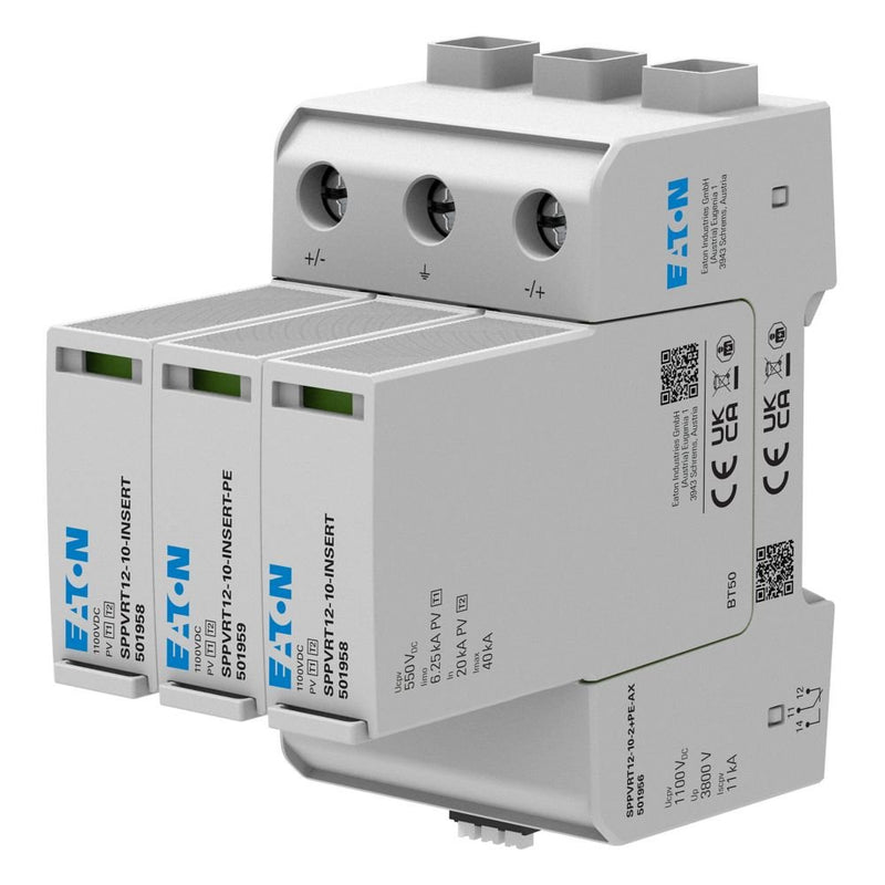 Eaton - Blitzstromableiter für Energietechnik PV-Überspannungsschutz SPPVRT12-10-2+PE-AX 1000V,Klasse1und2