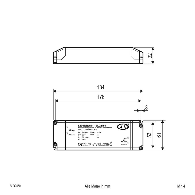 EVN Lichttechnik - LED-Betriebsgerät LED-Netzgerät SLD2450 24V/DC 15-50W IP20