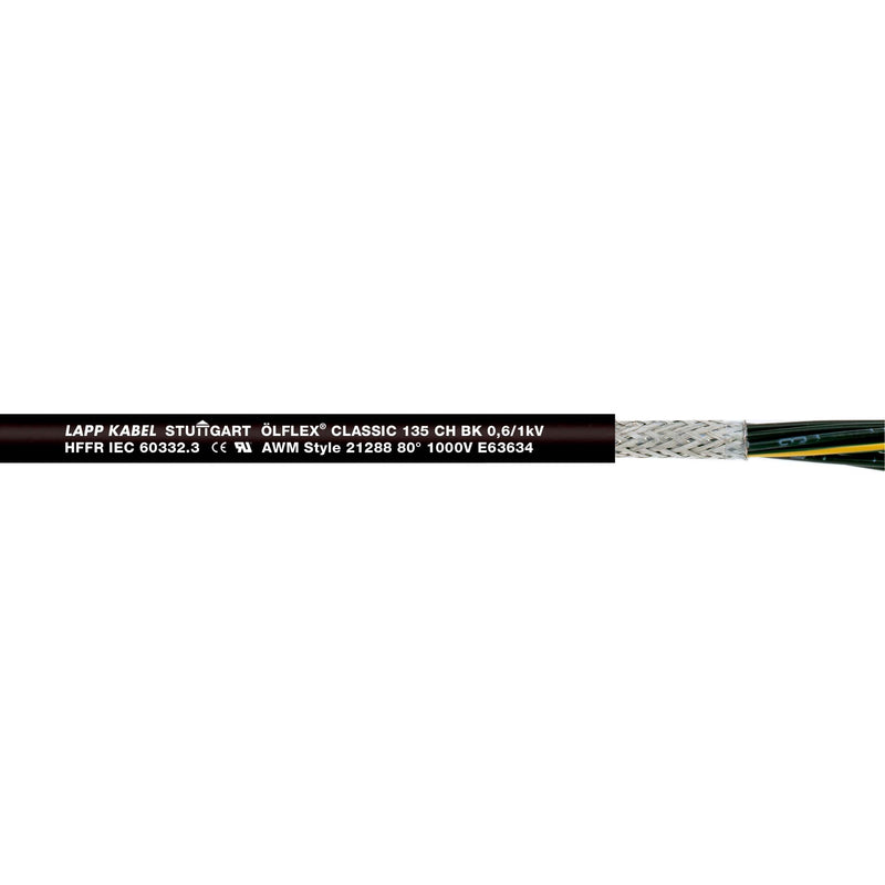 Lapp Kabel&Leitung - Energiekabel >= 1 kV, für ortsveränderlichen Einsatz ÖLFLEX CLASSIC 135 CH BK 1123473/500 0,6/1 kV 12G1,5 − 500 Meter
