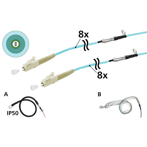 Metz Connect - System-Patchkabel LWL OpDAT VIK Universalkabel 152U085JJ5075G 8xOM3, LC-LC, 75 m