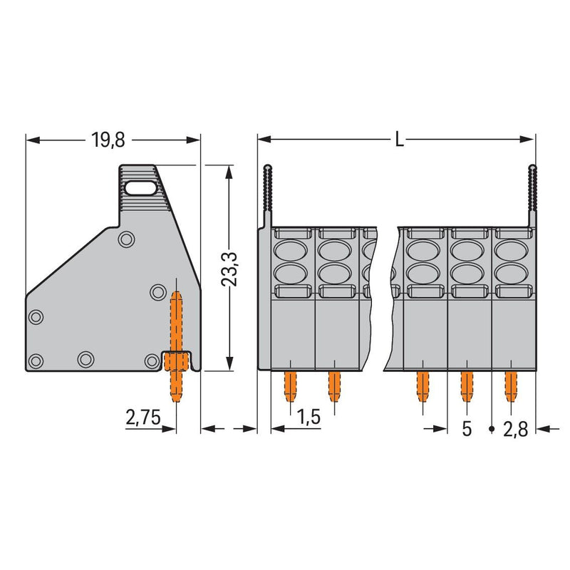 WAGO - Leiterplattenklemme 2-Leiter-Federleiste 806-203 1,5mm² − 484 Stück