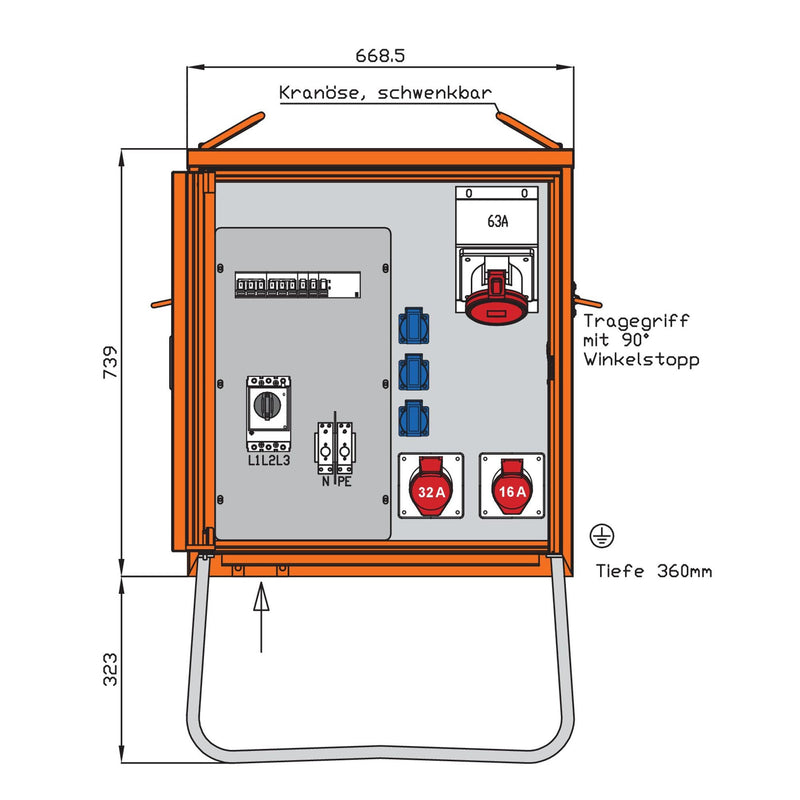 Walther Werke - Baustromverteiler Verteilerschrank WV0359R1 44kVA