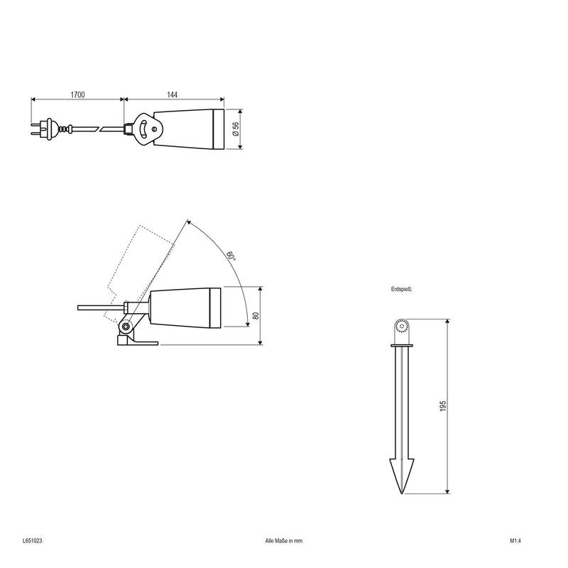 EVN Lichttechnik - Downlight/Strahler/Flutlicht HV Gartenspot L651023 IP65 mit Schutzk.St