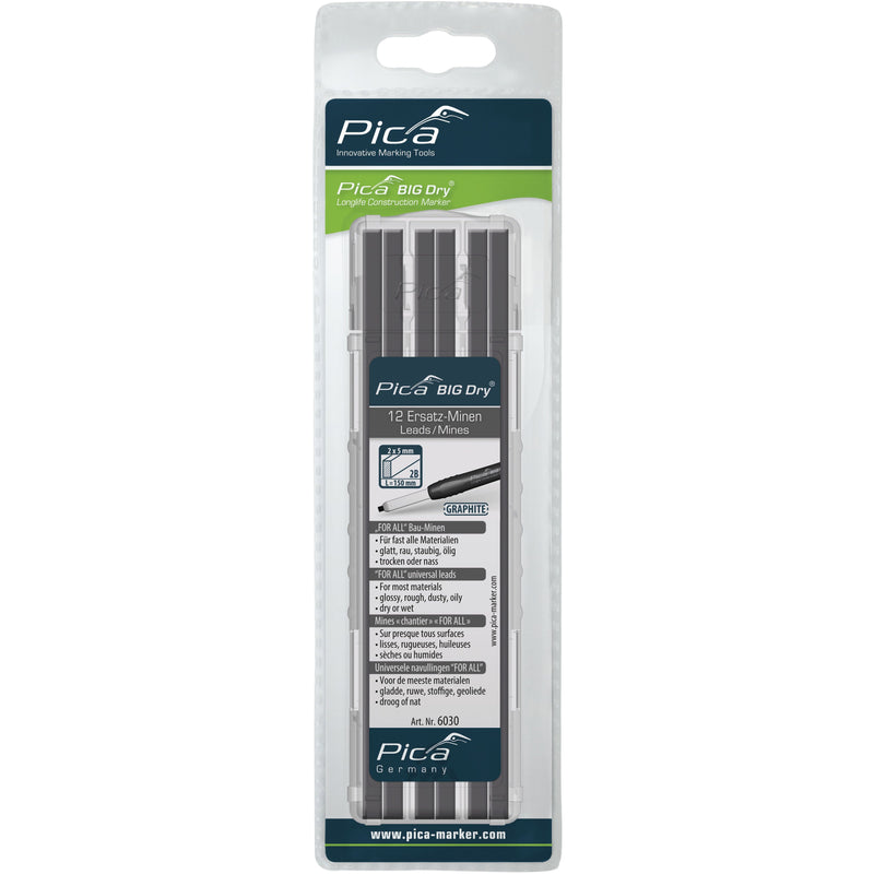 Pica-Marker - Markierungsstift BIG DRY Ersatzminen-Set 6030 (VE12) FOR ALL graphit