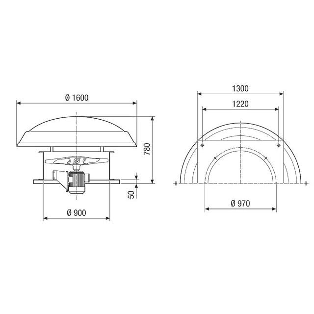Maico - Ventilator für Dacheinbau Axial-Dachventilator DAD 90/4 45000m3/h, NW900