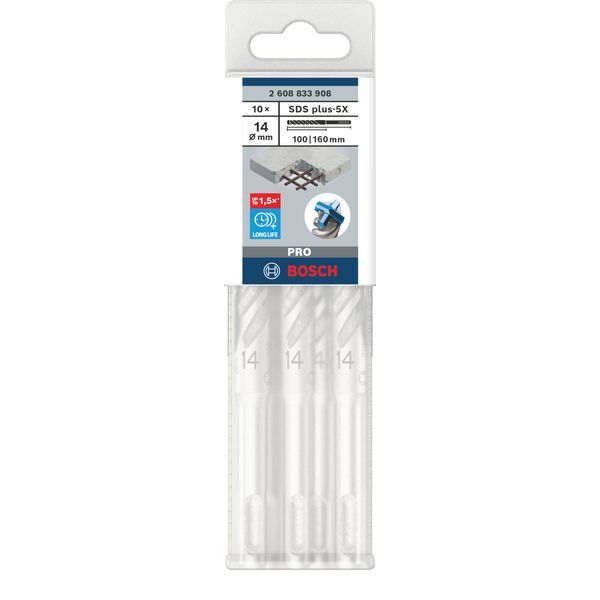 Bosch - Bohrer PRO SDS plus-5X 2608833908VE(10) Hammerbohrer 14 x