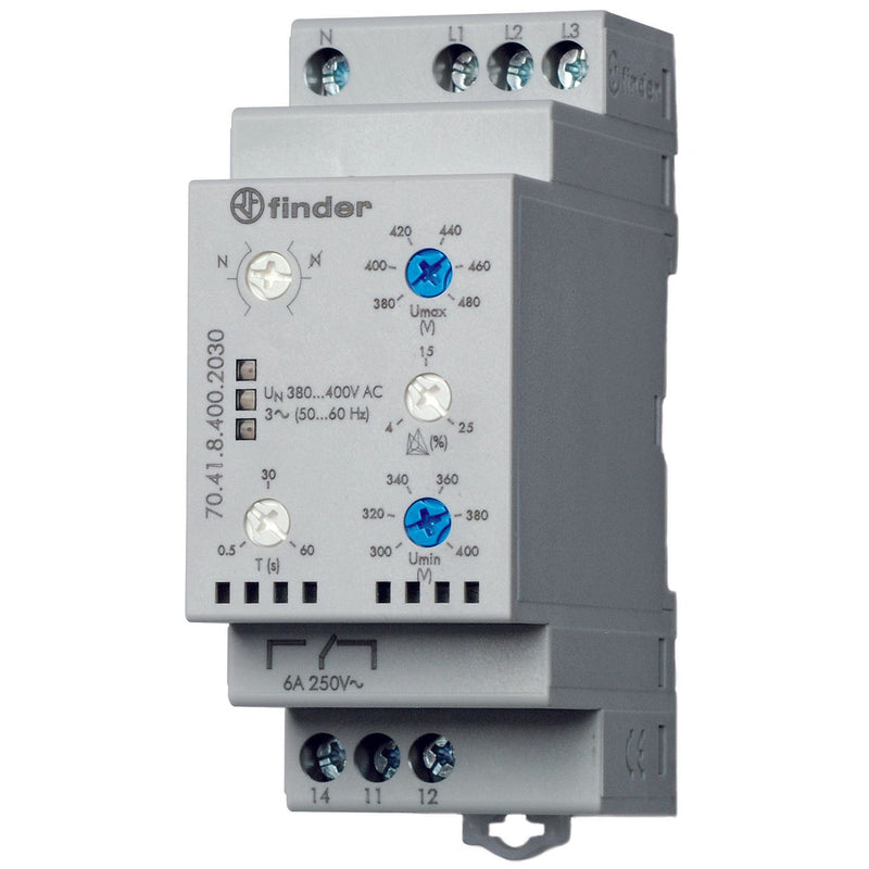 Finder - Phasenüberwachungsgerät 3-Phasenüberwachung 70.41.8.400.2030 380-415 V AC