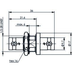 Telegärtner - Koax-Kupplung BNC Verbind.Stück (F-F) 100023592 UG-492A/U, 50 Ohm − 5 Stück