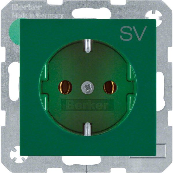 Berker - Steckdose SCHUKO-Steckdose gn/gl 47438903 mit Aufdruck