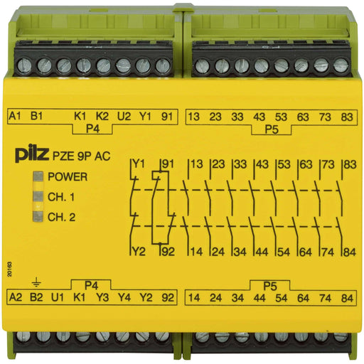 Pilz - Gerät zur Überwachung von sicherheitsgerichteten Stromkreisen Kontakterweiterungsblock PZE 9P #777148 24VACDC 100-240VACDC