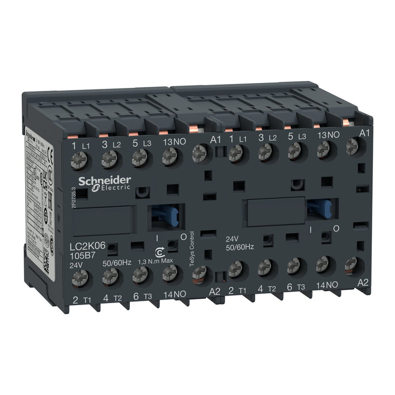 Schneider Electric - Schützkombination Wendeschütz LC2K06105B7 3P, 6A, 24V50/60HZ