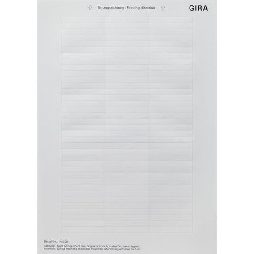 Gira - Bezeichnungsmaterial für Installationsschalterprogramme Beschriftungsbogen 145500 51,2 x 7mm