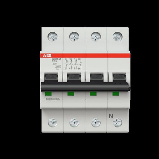 ABB Stotz S&J - Leitungsschutzschalter Sicherungsautomat S203M-C25NA 10kA 25A C 3p+N (4p)