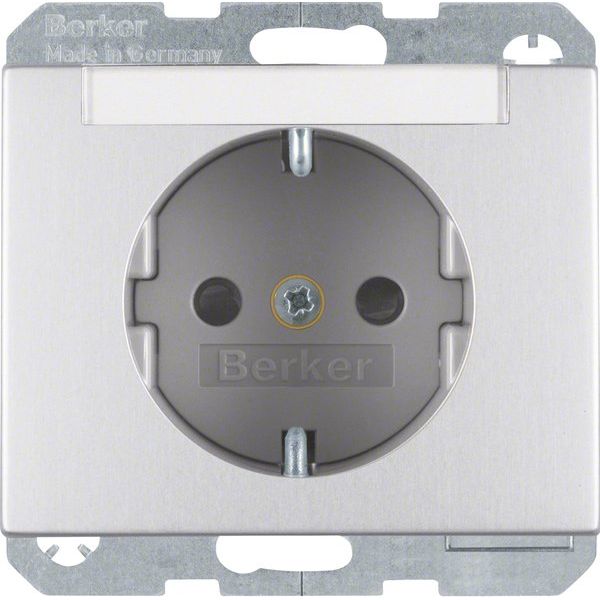 Berker - Steckdose SCHUKO-Steckdose alu 47387003 m. Beschriftungsfeld