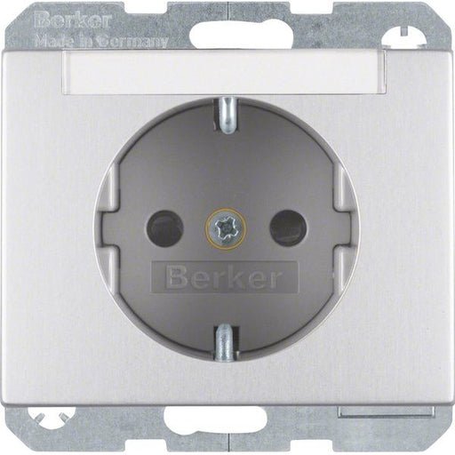 Berker - Steckdose SCHUKO-Steckdose alu 47387003 m. Beschriftungsfeld