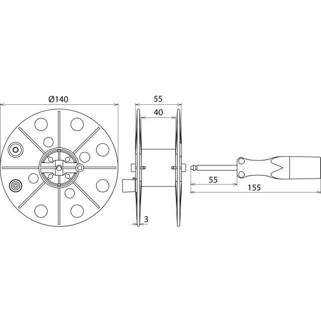 DEHN - Zubehör/Ersatzteile für Erdung und Blitzschutz Drahthaspel K-grau B40mm DHK40BBASGL leer