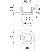 OBO Bettermann - Erweiterungs-/Reduzierring Reduktion 107 R PG29-16 PA Iso,lgr − 50 Stück