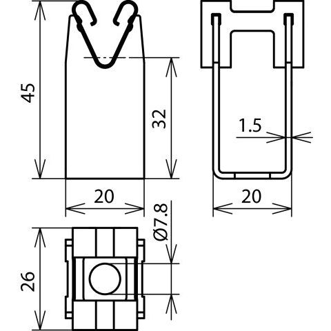 DEHN - Leitungshalter für Blitzschutz Leitungshalter LH DG 8 H32 B7.8 CU H=32mm