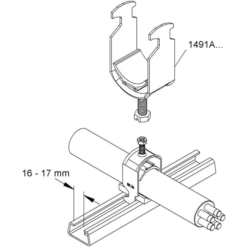 HKL - Bügelschelle 1491A38 34-38mm − 100 Stück