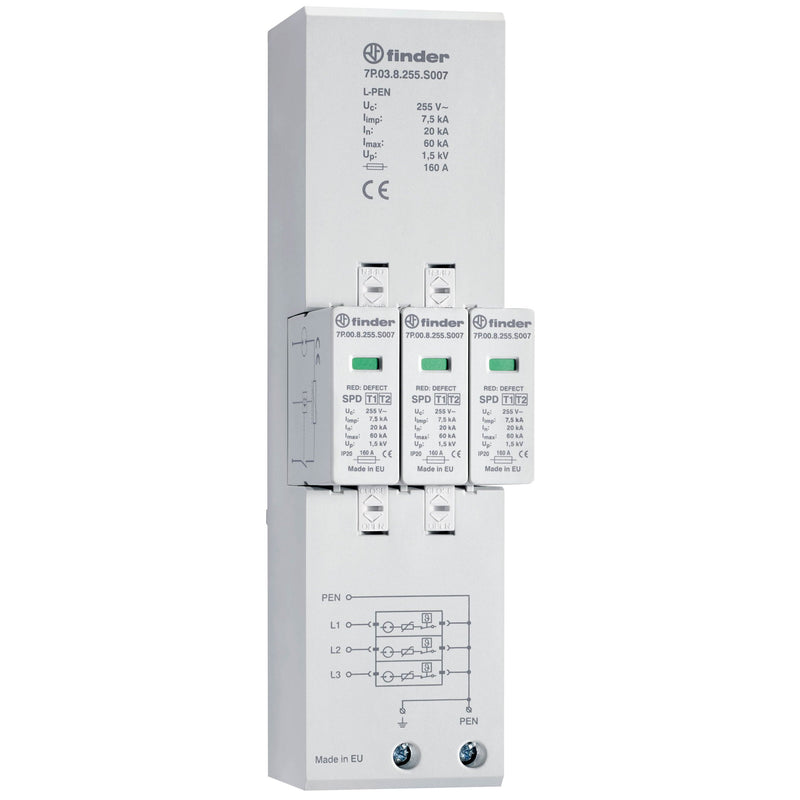 Finder - Blitzstromableiter für Energietechnik Kombiableiter 7P.03.8.255.S007