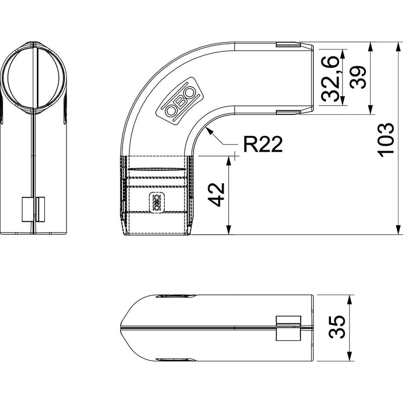 OBO Bettermann - Bogen für Installationsrohre Quick-Pipe-Bogen 3000 BMS M32 RW 90 Grad − 5 Stück