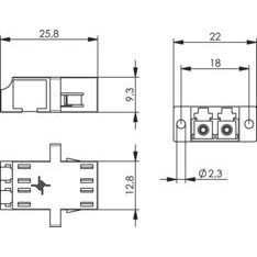 Telegärtner - LWL-Kupplung LC-Duplex Kupplung Flansch 100007158 türkis Bronzehülse − 1 Stück