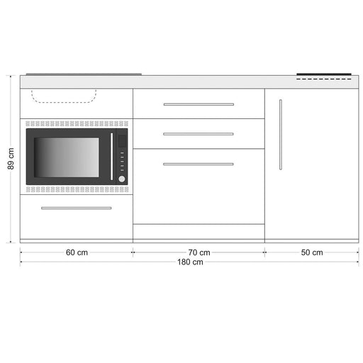 Stengel - Mini-Küche Miniküche Premiumline MPGSMOSSM180KSIKFlBr Schwarz matt