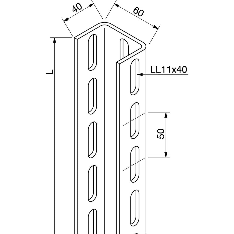 Rico - Stiel/Profilschiene U-Profil 16A7-2000 60x40 2000mm lg