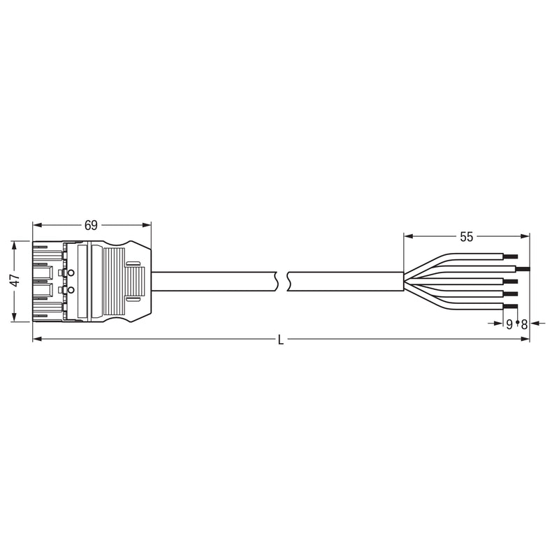 WAGO - Konfektionierte Leitung für steckbare Gebäudeinstallation konfekt. Anschlussleitung 771-9975/217-202 Eca,Stecker
