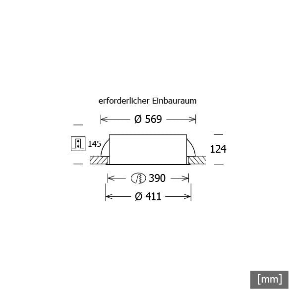 LTS Licht&Leuchten - Decken-/Wandleuchte LED-Einbauleuchte PLL27410402/DALI ws 23W 4000K 959lm