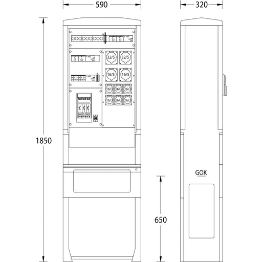 uesa - Gehäuse/Schaltschrank (leer) Marktplatzverteiler MV-S-A070-01 1850x590x320mm
