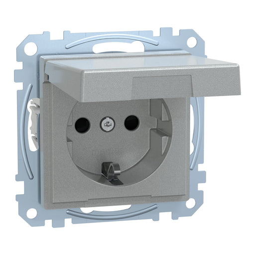 Merten - Steckdose SCHUKO-Steckdose alu MEG2314-0460 Klappdeckel IP44