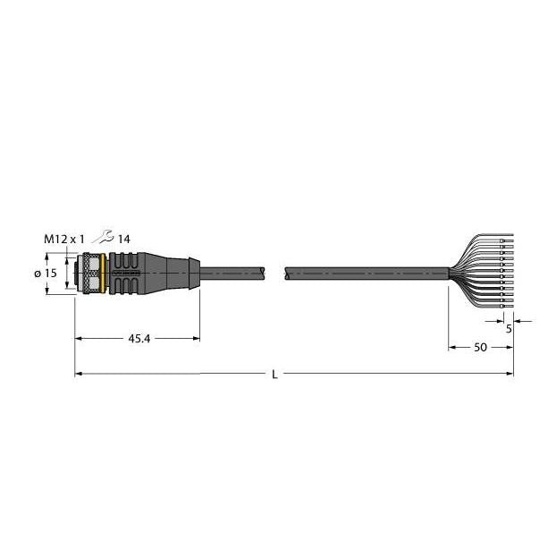 Turck - Konfektioniertes Sensor-Aktor-Kabel Anschlussleitung RKS12T-2/TEL PVC