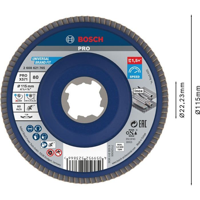 Bosch - Trenn-/Schleifscheibe PRO X571 2608621765 Fächerschleifscheibe