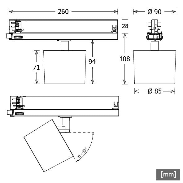 LTS Licht&Leuchten - Downlight/Strahler/Flutlicht LED-Stromschienenstrahler ORYOT201940L06D.STws 940, DALI, weiß