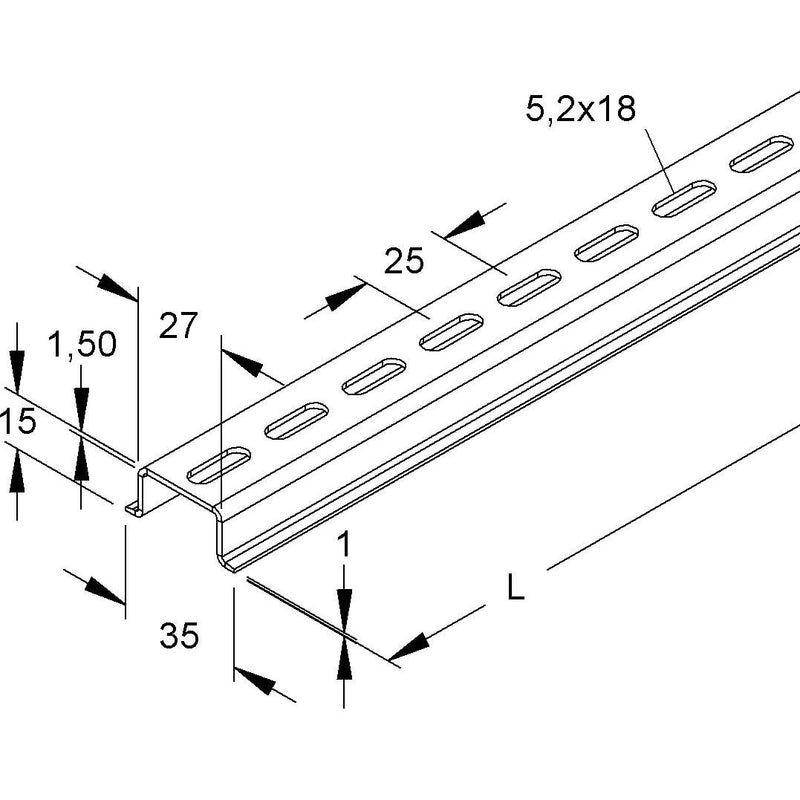 Niedax - Tragschiene 2934/2 GL − 2 Meter
