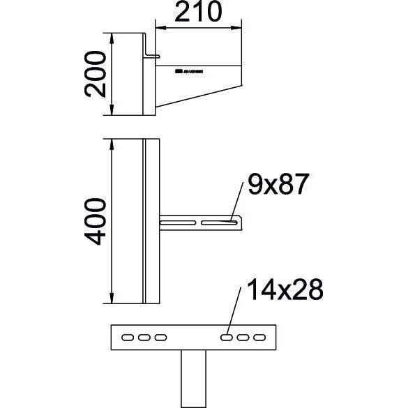 OBO Bettermann - Ausleger für Kabeltragsystem Wandausleger AWSS 21 FT B210mm − 1 Stück