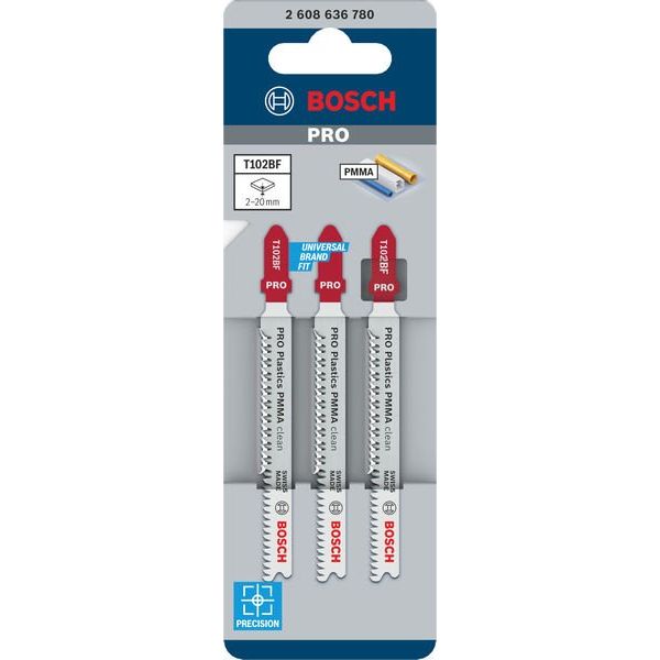 Bosch - Stichsägeblatt PRO Plastics PMMA clean 2608636780 T102BF