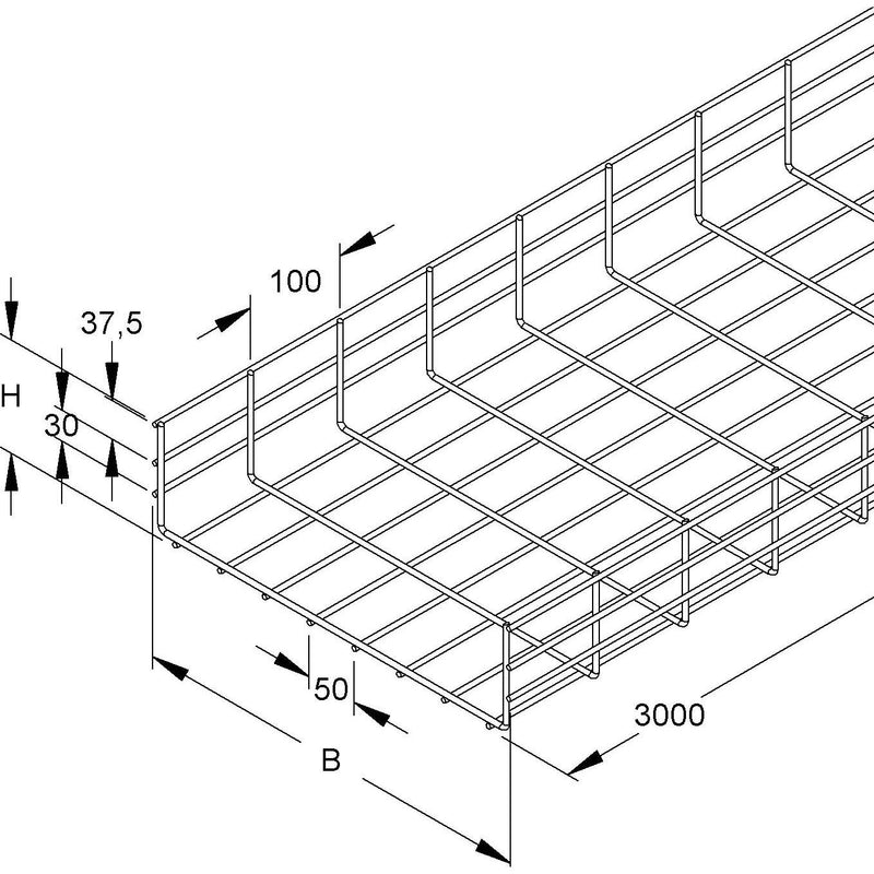 Niedax - Gitterrinne U-förmig GRS 110.400 E3 110x400x3000mm − 3 Meter