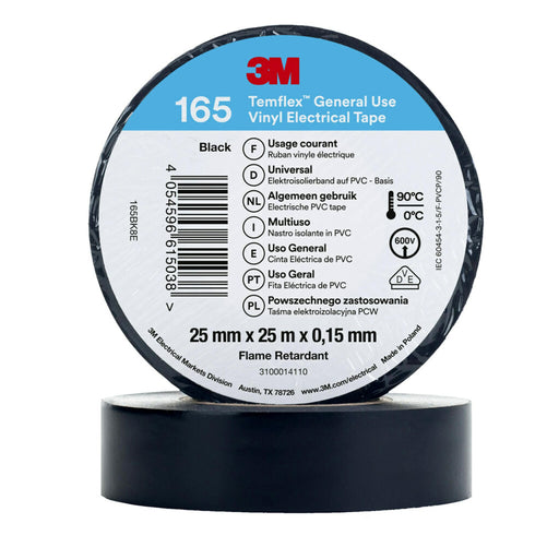 3M - Klebeband PVC Elektro-Isolierband Temflex165 sw25X25 165BK8E
