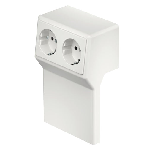 Rehau - Geräteträger für Sockelleistenkanal Gerätetank rws RD 2GT40105 rws m.Doppelsteckdose