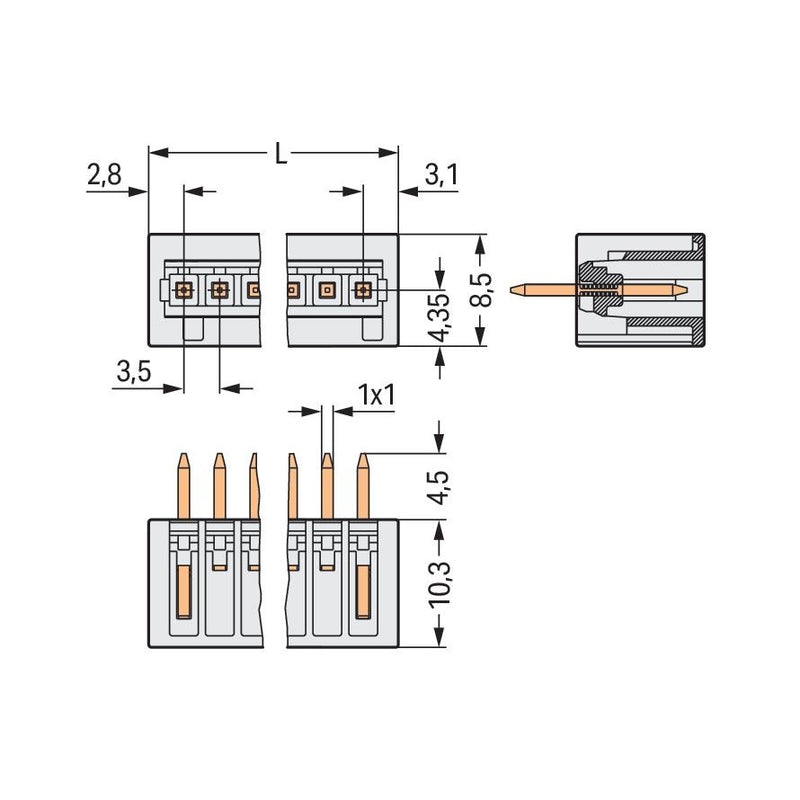 WAGO - Leiterplattensteckverbinder Stiftleiste 734-134 4p 3,5mm − 200 Stück
