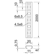 OBO Bettermann - Stiel/Profilschiene Profilschiene CL2008P2000A2 Schlitzweite 11mm − 2 Meter