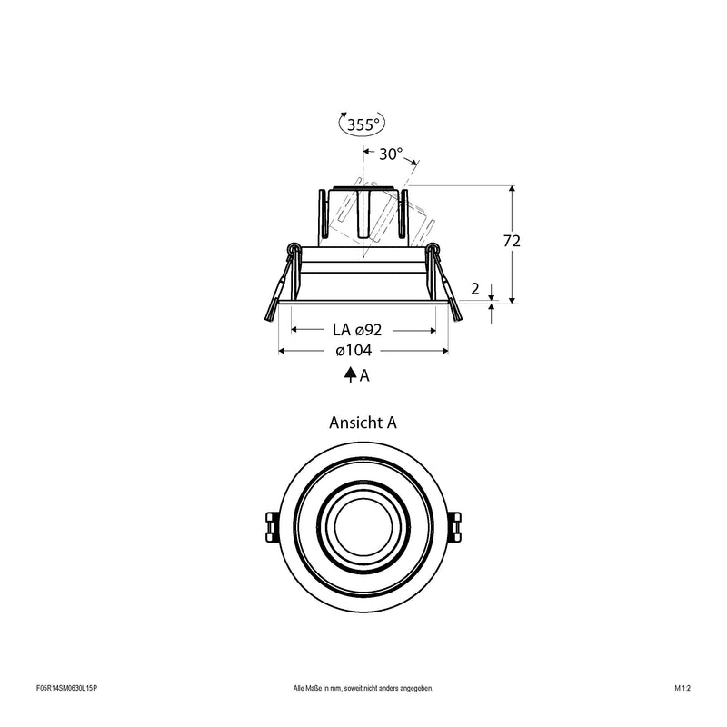EVN Lichttechnik - Downlight/Strahler/Flutlicht LED-Einbauleuchte modular F05R14SM0630L15P Konfigurationstype