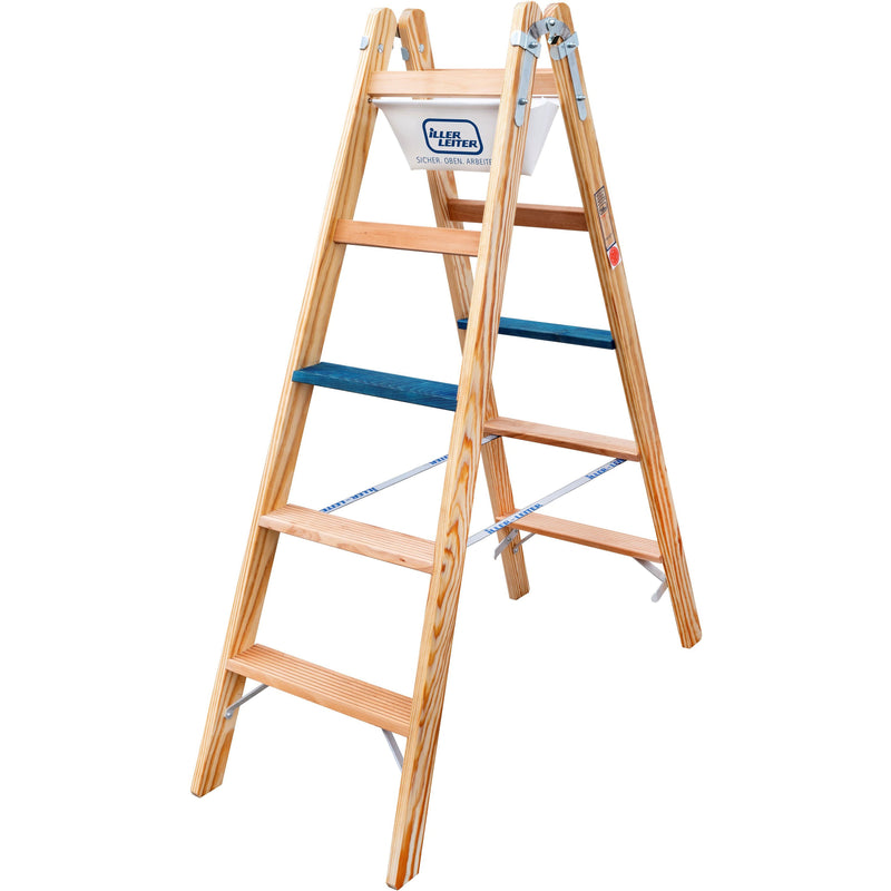 ILLER-LEITER - Stufenleiter Holz Stufen Stehleiter 2103-7 ERGO Plus 2x3 Stufen