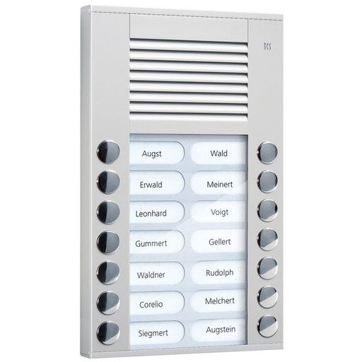 TCS Tür Control - Türstation für Türkommunikation Audioaußenstation 2-reihig PES14-EN/04 14 Tasten AP silber