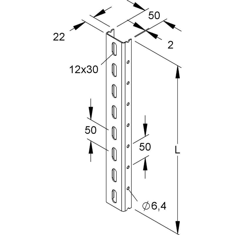 Niedax - Stiel/Profilschiene Profil U 50/700 F