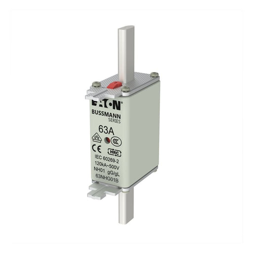 Eaton - Messersicherung Sicherungseinsatz Nieders. NH FUSE 63#63NHG01B 63A AC 500V 120kA − 3 Stück