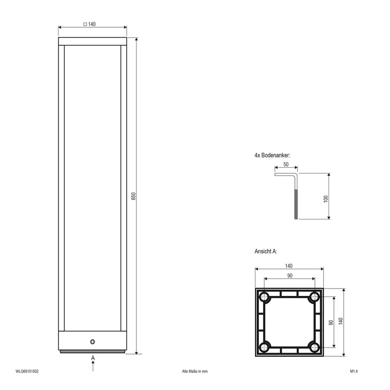EVN Lichttechnik - Wegeleuchte WLQ65151502 3000K, 230V, 818lm